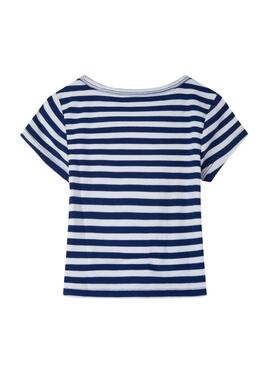 T-Shirt Pepe Jeans Hannon Rayures Bleu Marine Pour Fille