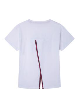 T-Shirt Pepe Jeans Logo Hillow Blanc Pour Fille