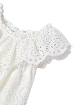 Chemisier Mayoral Knitted Perforé Blanc Pour Fille