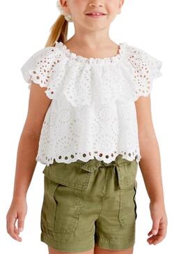 Chemisier Mayoral Knitted Perforé Blanc Pour Fille