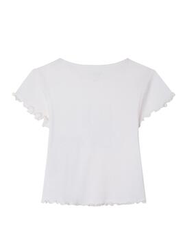 T-Shirt Pepe Jeans Irun Logo Blanc Pour Fille