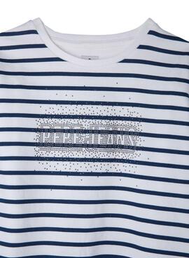 Sweat Pepe Jeans Gail Rayures Blanc Pour Fille