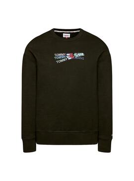 Sweat Tommy Jeans Straight Logo Noire Homme
