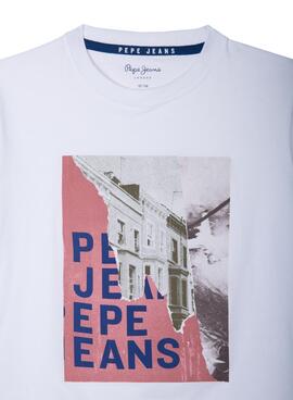 T-Shirt Pepe Jeans Cooper Collage Blanc Niño