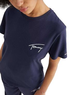 T-Shirt Tommy Jeans Signature Bleu Marine Pour Femme