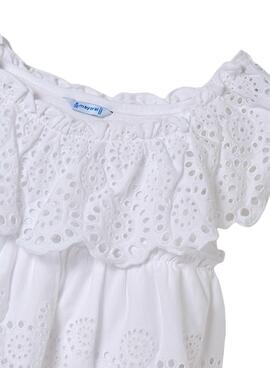 Chemisier Mayoral Knitted Broderie Blanc Pour Fille