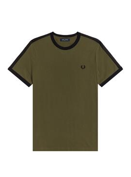 T-Shirt Fred Perry Ringer Bande Vert Pour Homme