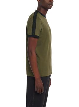 T-Shirt Fred Perry Ringer Bande Vert Pour Homme