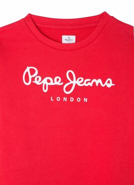 Sweat Pepe Jeans Rose Logo Rouge Pour Fille