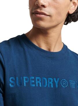 T-Shirt Superdry Logo Vintage Corp Bleu Intense Homme