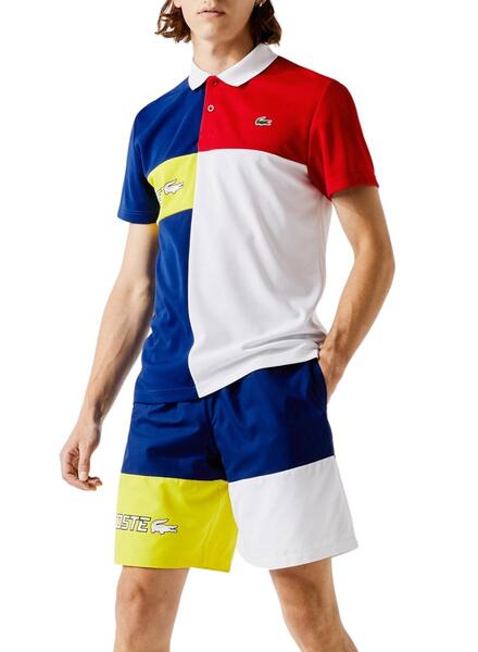 Polo Lacoste Sport Colorblock Blanc pour Homme