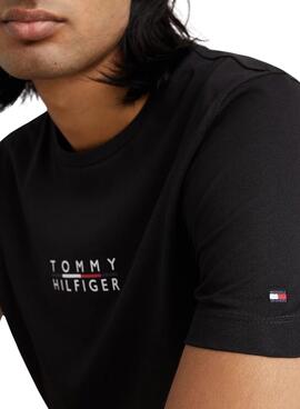 T-Shirt Tommy Hilfiger Square Logo Noire Homme