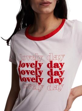 T-Shirt Naf Naf Lovely Day Blanc pour Femme