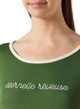 T-Shirt Naf Naf Lettres Vert pour Femme