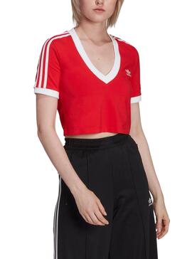 T-Shirt Adidas Cropped Rouge pour Femme