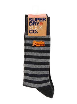 Pack Chaussettes Superdry City Stripe Grey Homme