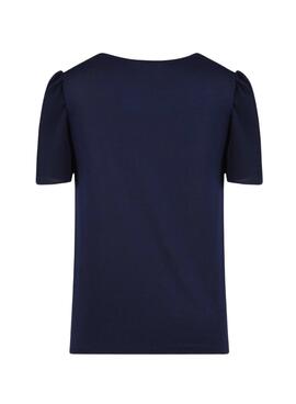 T-Shirt Naf Naf Volantss Bleu Marine pour Femme