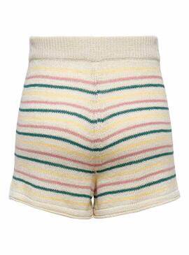 Short Only Frica Rayures Beige Multi pour Femme