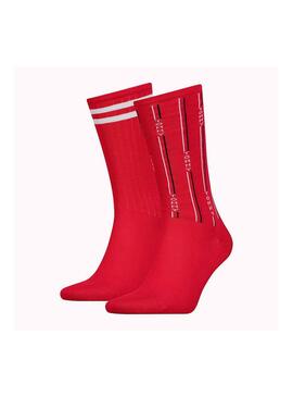 Pack 2 Tommy Hilfiger Ace Chaussettes Rouge Hommes