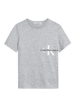 T-Shirt Calvin Klein Logo Brillant Gris Garçon