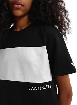 T-Shirt Calvin Klein Colorblock Noire pour Fille