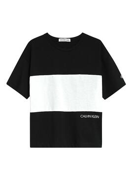T-Shirt Calvin Klein Colorblock Noire pour Fille