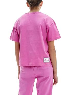 T-Shirt Calvin Klein Colorblock Rose pour Fille