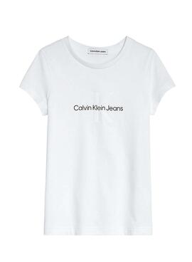 T-Shirt Calvin Klein Reflective Logo Blanc Fille