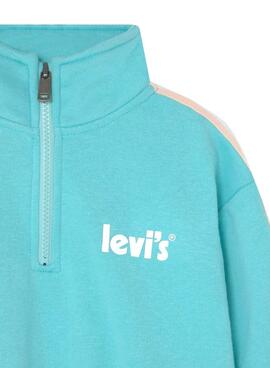 Sweat Levis Half Zip Logo Bleu pour Fille