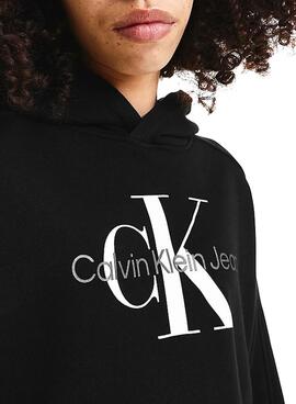 Sweat Calvin Klein Reflective Logo Noire Fille