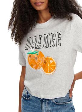 T-Shirt Only Estampé Oranges Gris pour Femme