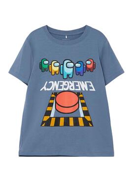 T-Shirt Name It Among Us Gris Bleu pour Garçon