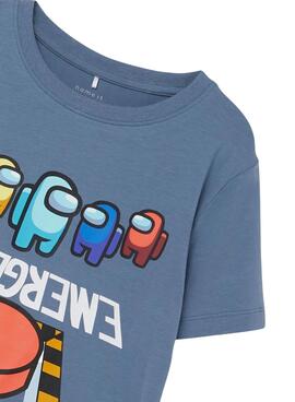 T-Shirt Name It Among Us Gris Bleu pour Garçon