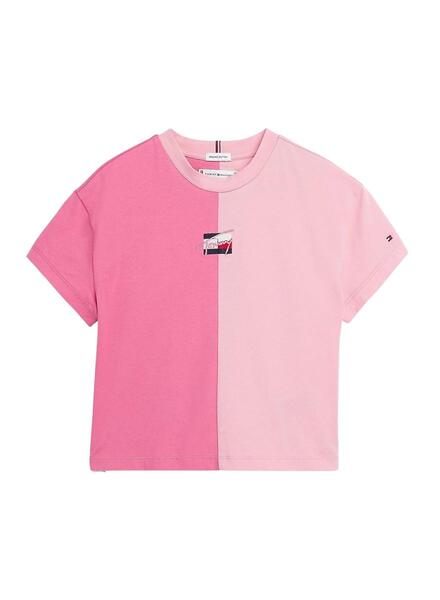 T Shirt Tommy Hilfiger Two Tone Rose pour Fille