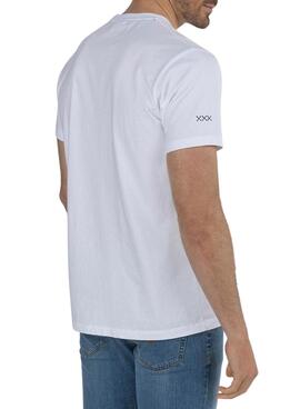 T-Shirt El Pulpo Fleurs de poche Blanc Homme