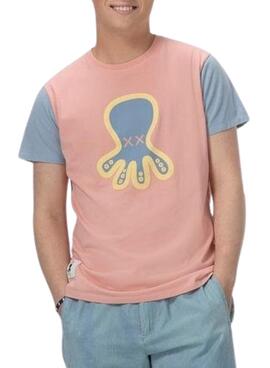 T-Shirt El Pulpo Colourblock  Corail pour Homme