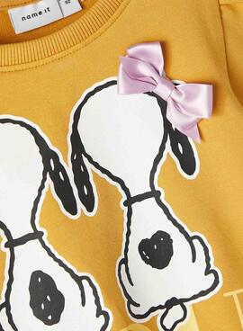 Sweat Name It Snoopy Jaune pour Fille