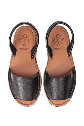 Sandales Popa Plataforma Rosario Cuir Noire