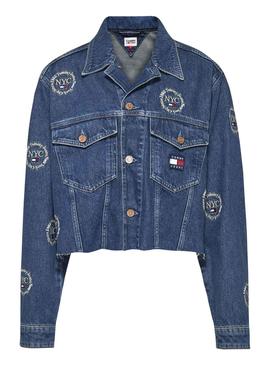 Veste Denim Tommy Jeans Brodé Bleu Femme