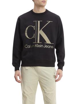 Sweat Calvin Klein High Shine Noire pour Homme