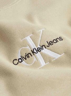 Sweat Calvin Klein Monogram Beige pour Homme