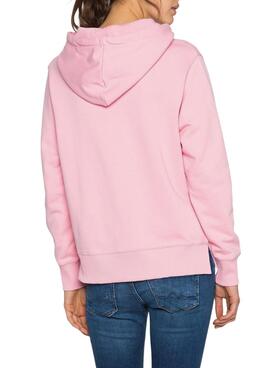 Sweat Pepe Jeans Calista Hoodie Rose pour Femme