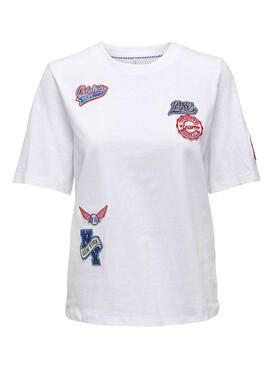 T-Shirt Only Patchs Kina Blanc pour Femme