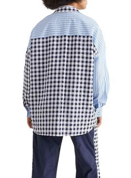 Chemise Tommy Jeans Gingahm Stripe Bleu Femme