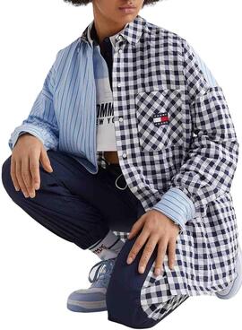 Chemise Tommy Jeans Gingahm Stripe Bleu Femme