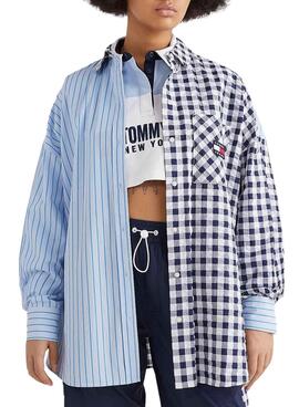 Chemise Tommy Jeans Gingahm Stripe Bleu Femme