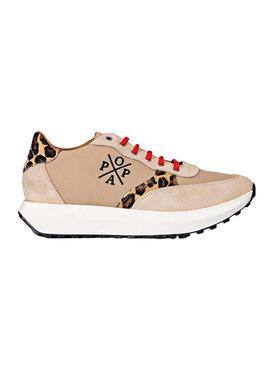 Baskets Popa Ines Animal Beige pour Femme