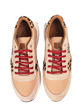 Baskets Popa Ines Animal Beige pour Femme