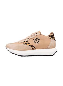 Baskets Popa Ines Animal Beige pour Femme