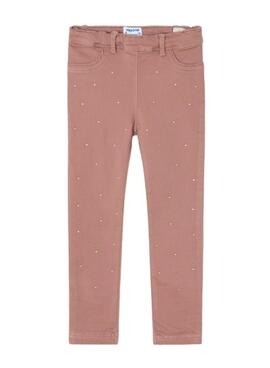 Leggings Mayoral Strass Nude Rosa pour Fille